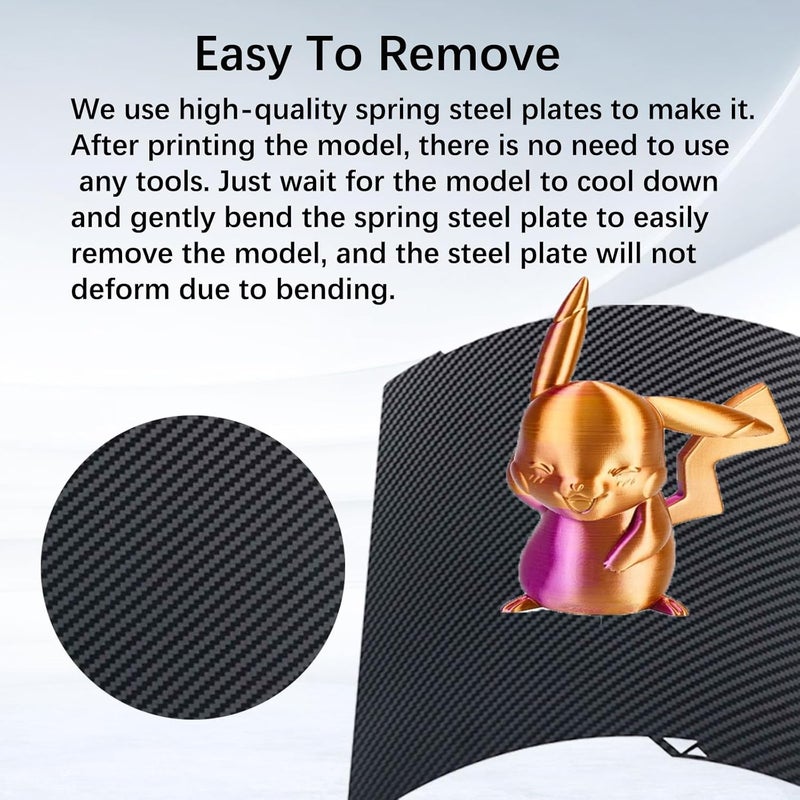 Wefuit JUUPINE Double Sided Textured PEO PET Build Plate for Kobra 3/Kobra 3 Combo/Kobra 3 V2,Smooth Diamond PEO+Carbon Fiber PET Spring Steel Sheet Plate 256x268 mm for Kobra 3 3D Printer. - Image 4